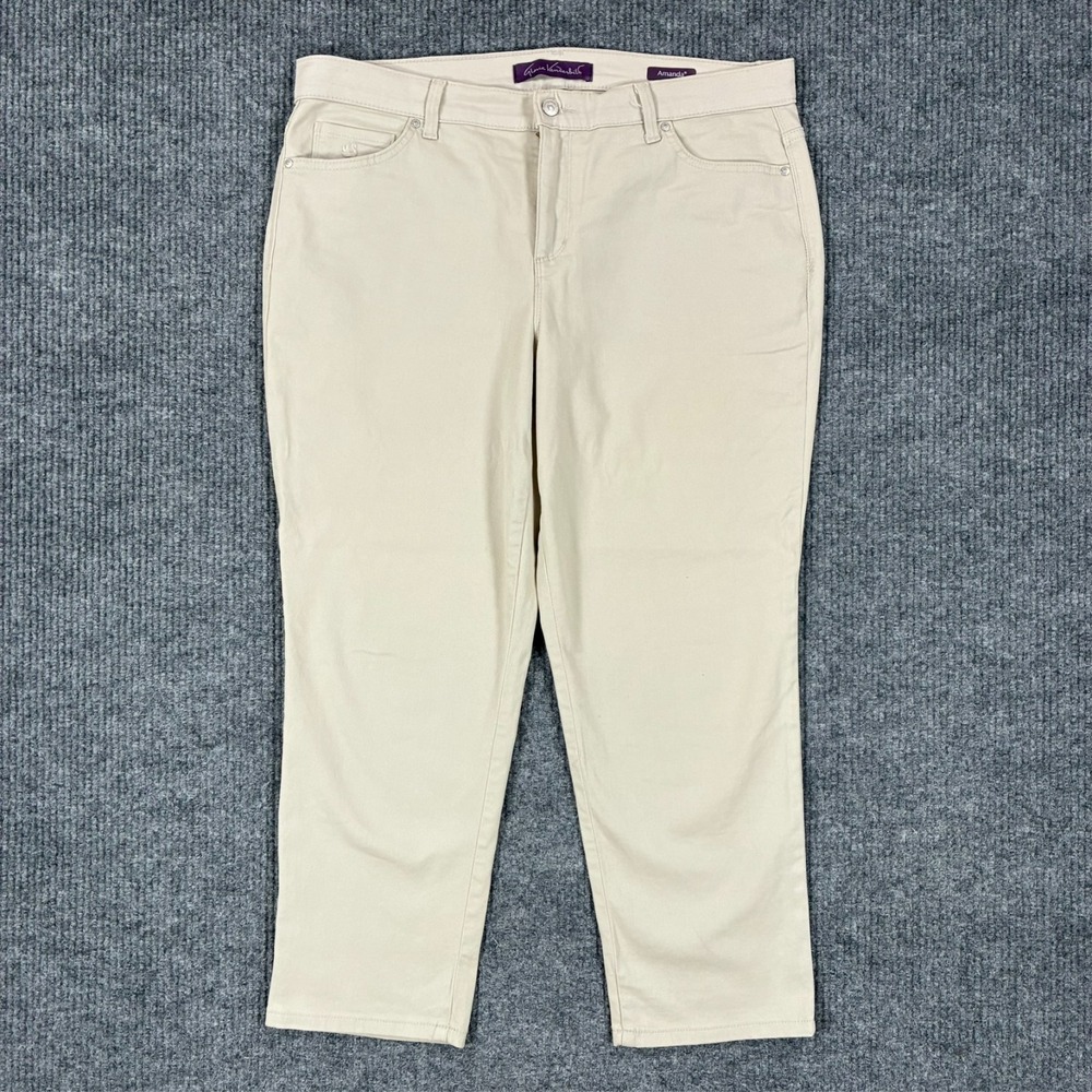 Gloria Vanderbilt Amanda Womens Jeans Size 16WS Beige Tapered Relaxed High Rise